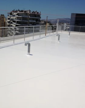 Roof waterproofing of a building with Mariseal 250