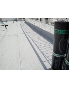 Roof waterproofing of apartment building with bitumen 